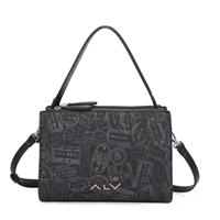 BORSA A SPALLA TRE ZIP PASSPORT CLASSIC BLACK