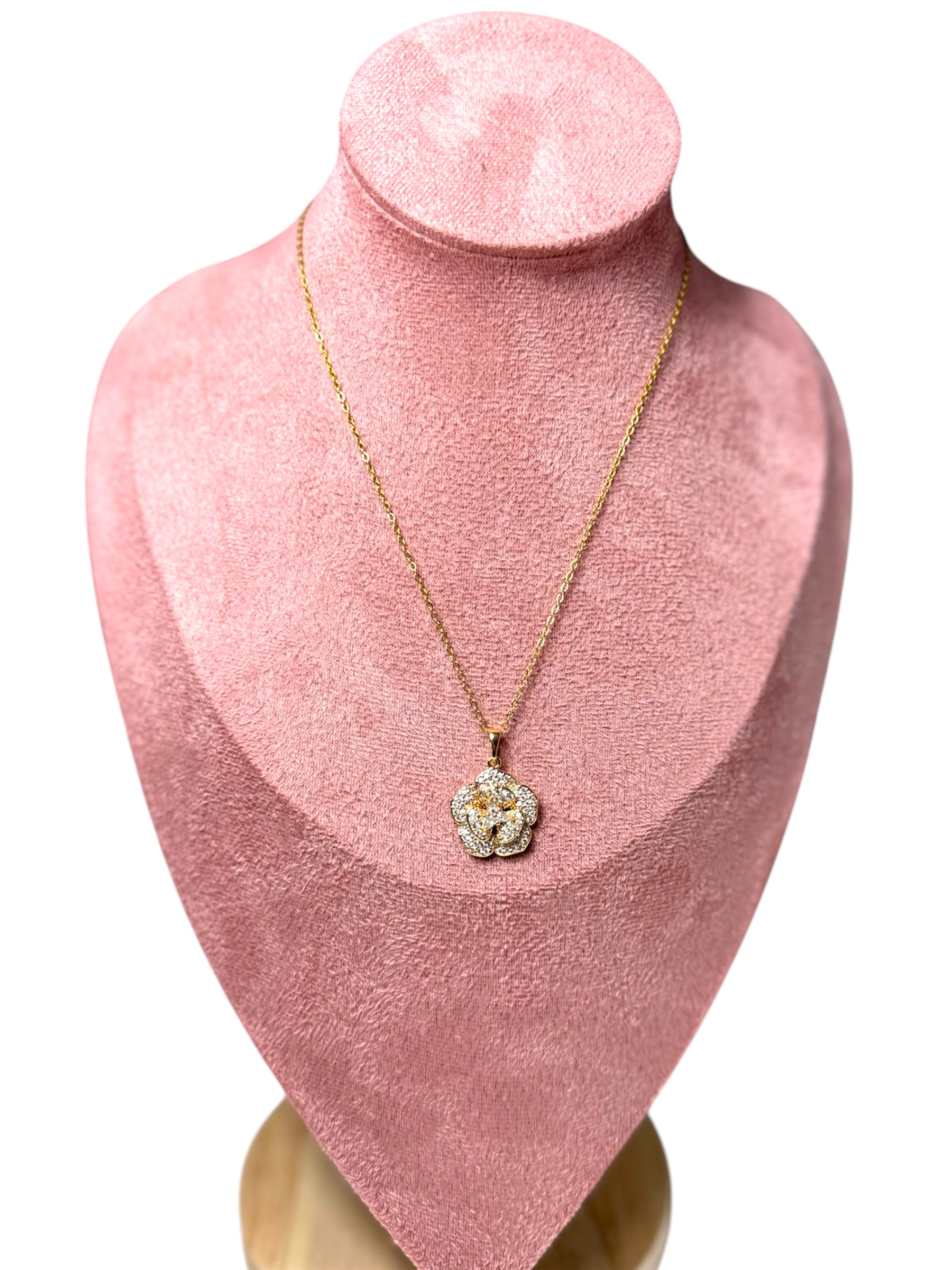 COLLANA ROSETTA STRASS ORO