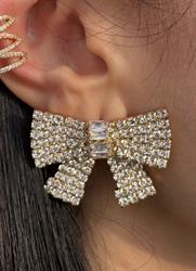ORECCHINI RIBBON CON STRASS GOLD