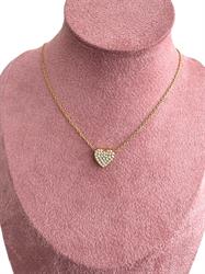 COLLANA CUORE BOMBATO STRASS GOLD