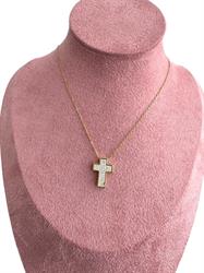 COLLANA CROCE QUADROTTA CON STRASS GOLD